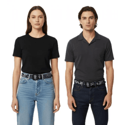 MISFITS Gürtel der Punk-Band für Damen und Herren im Destroyed Look mit Totenköpfen Freizeit-Gürtel BT109173MIS4 Schwarz/Weiß/Lila