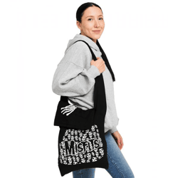 Misfits Punk-Band Damen Tasche mit angenähter Kapuze Baumwoll-Tasche Handtasche LB103081MIS0 Schwarz/Weiß