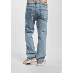 moderne Denim Project Herren Jeans Straight Fit Stretch Reißverschluss mit Baumwolle Blau