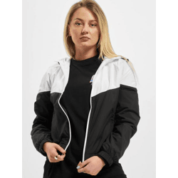 moderne Urban Classics Damen Jacke große Kapuze Taschen 68 g/m² Weiß/Schwarz