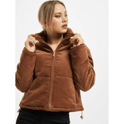moderne Urban Classics Damen Jacke Reißverschluss Taschen 230 g/m² mit Baumwolle Braun