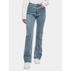 moderne URBAN CLASSICS Damen Jeans Straight Fit Stretch Reißverschluss mit Baumwolle Blau