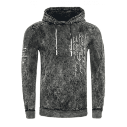 Moderner Herren Kapuzen-Pullover Oil-Washed Hoodie mit Steppmuster und Schrift-Prints Sweater 19131 Anthrazit