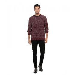 Moderner Herren Strick-Pullover Herren Rundhals-Pullover mit Punktmuster Strick-Sweater 6245-Rot