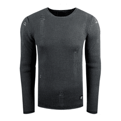 Moderner Herren Strick-Pullover im Destroyed Look Slim Fit Rundhals-Sweater mit Strukturstrick 13249 Anthrazit