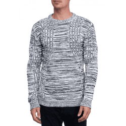 Moderner Herren Strick-Pullover mit Strukturmuster Rundhals-Sweater 13361 Weiß