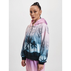 moderner Just Rhyse Damen Hoodie Reißverschluss Rippbündchen Flieder-Violett