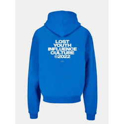 moderner Lost Youth Herren Hoodie 460 g/m² mit Baumwolle Blau