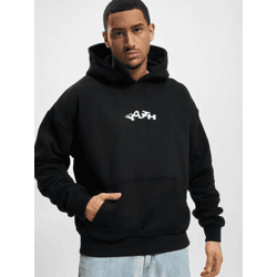 moderner Lost Youth Herren Hoodie große Kapuze Rippbündchen 460 g/m² mit Baumwolle Schwarz