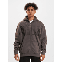moderner Rocawear Herren Hoodie Reißverschluss Rippstrick mit Baumwolle Dunkelgrau