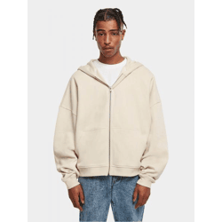 Modern Urban Classics Men's Hoodie with Zipper and Ribbed Cuffs, 300 g/m², Cotton Blend, Beige