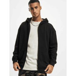 moderner Urban Classics Herren Hoodie Reißverschluss Rippbündchen 305 g/m² Schwarz