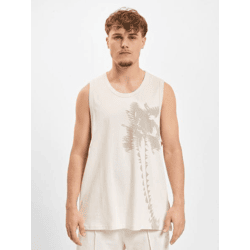 modernes Just Rhyse Herren T-Shirt mit Baumwolle Beige