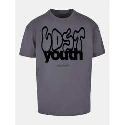 modernes Lost Youth Herren T-Shirt Oversize 240 g/m² mit Baumwolle Anthrazit