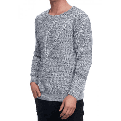 Modischer Herren Oversized Grobstrick-Pullover Sweater 13365 Weiß