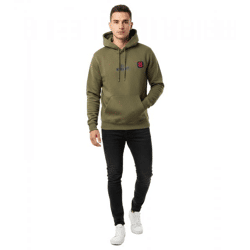 modischer ON THAT ASS Max Herren Hoody Kapuzen-Pullover Baumwoll-Sweater mit Kängurutasche Fleece gefüttert Hoodie Oliv-Grün
