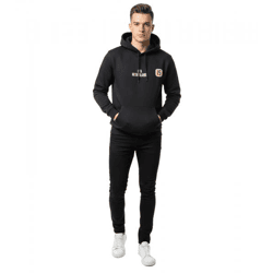 modischer ON THAT ASS Max Herren Hoody Kapuzen-Pullover Baumwoll-Sweater mit Kängurutasche Fleece gefüttert Hoodie Schwarz