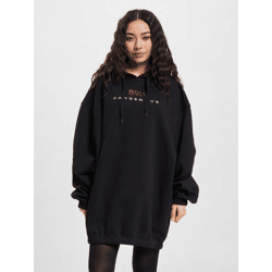 modisches Dangerous DNGRS Damen Kleid Kapuze Oversize mit Baumwolle Schwarz