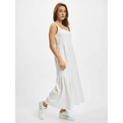 modisches Urban Classics Damen Kleid in 7/8-Länge Sommer-Kleid 180 g/m² Baumwoll-Kleid Weiß