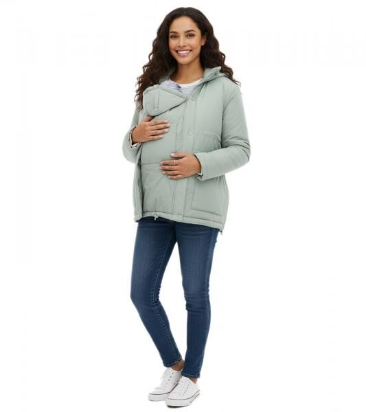 nachhaltige Damen Jacke Schwangerschafts-Jacke Stepp-Jacke Umstandsmode 945524 Gr&uuml;n