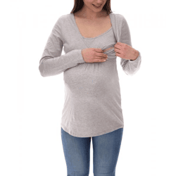 neun 9 monate Damen schlichtes Schwangerschafts-Shirt Umstands-Mode 44189220 Grau