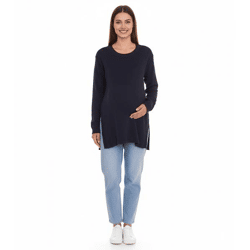 neun 9 monate Damen Strickpullover Umstandsmode Schwangerschafts-Pulli 24659305 Dunkelblau