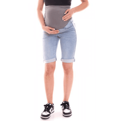 neun 9 monate Damen Umstands-Shorts bequeme Schwangerschafts-Shorts kurze Sommer-Hose 75347701 Blau/Grau