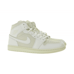 NIKE Air Jordan 1 Mid Damen Sneaker Echtleder Turnschuhe Mid-Top Sneaker BQ6472-201 Weiß/Hellbraun/Beige