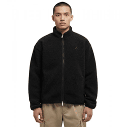 NIKE Jordan Flight Mountainside Men's Fleece Jacket with Stand-Up Collar, Fur-Trimmed Jacket, Transition Jacket FV7448-010 Black