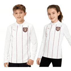 offizielles PUMA Manchester City Kinder Pre-Match Trikot nachhaltiges Mädchen und Jungen Premier League Fußball-Shirt 701235048 002 Weiß