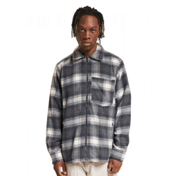 ONLY & SONS Austin Wool Zip Overshirt grau Nadelstreifen/Antikweiß