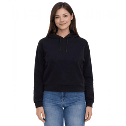 ONLY Play Damen Crop-Hoodie Kapuzen-Pullover kurzer Sweat-Shirt Basic-Pullover 15245850 Schwarz