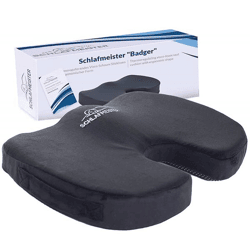 orthopädisches SCHLAFMEISTER Badger Sitz-Kissen OEKO-TEX zertifiziert Steißbein-Kissen 44x37x7cm Schwarz