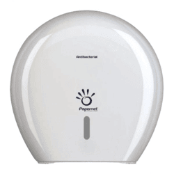 Papernet Toilettenpapierspender Antibakterieller Spender für Maxi Jumborollen Toilettenpapier mit Defend Tech Technologie 416146 Weiß