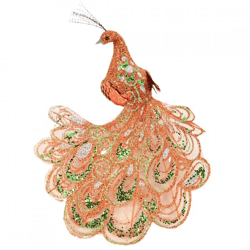 Peacock on clip glitter copper 18 cm