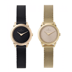 Pierre Cardin Damen Armband-Uhr schlichtes Ziffernblatt analoge Quarz-Uhr mit Edelstahl-Armband 3ATM 27mm CPI.25 Schwarz/Gold oder Gold