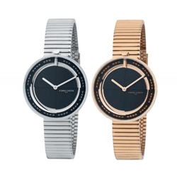 Pierre Cardin Damen Armband-Uhr zeitloses Ziffernblatt analoge Quarz-Uhr mit Edelstahl-Armband 3ATM 32mm CMA.00 Silber/Schwarz/Gold/Rose-Go