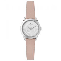 Pierre Cardin Damen Armband-Uhr Ziffernblatt analoge Quarz-Uhr mit Leder-Armband 3ATM 27mm CPI.2506 Rosa/Weiß/Silber