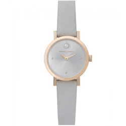 Pierre Cardin Damen Zweizeiger-Armband-Uhr Ziffernblatt mit silbernen Kreis-Details analoge Quarz-Uhr mit Leder-Armband 3ATM 27mm CCM.0506 