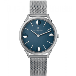 Pierre Cardin Herren Armband-Uhr analoge Quarz-Uhr mit Edelstahl-Armband 3ATM 40mm CPI.2013 Silber/Blau