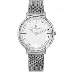 Pierre Cardin Herren Armband-Uhr analoge Quarz-Uhr mit Edelstahl-Armband 3ATM 41mm CBV.1027 Silber