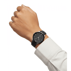 Pierre Cardin Herren Armband-Uhr analoge Quarz-Uhr mit Leder-Armband 3ATM 40mm CPI.2018 Schwarz/Silber