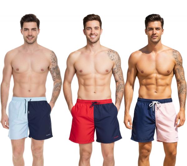 Pierre Cardin Herren Schwimm-Hose Badehose modische Schwimm-Shorts LA205027 Rot/Navy, Navy/Rosa oder Blau
