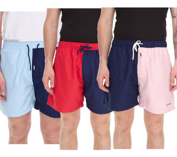 Pierre Cardin Herren Schwimm-Hose Badehose modische Schwimm-Shorts LA205027 Rot/Navy, Navy/Rosa oder Blau