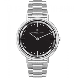 Pierre Cardin Herren zeitlose Armband-Uhr mit Faltschließe analoge Quarz-Uhr mit Edelstahl-Armband 3ATM 41mm CBV.1028 Silber