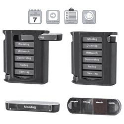 Pill box, deluxe, black, 7 days, approx. 13 cm H