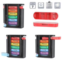 Pill Box, Deluxe, Black/Rainbow, 7 Days, approx. 13 cm H