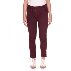PLEASE Damen Baumwoll-Jeans modische Denim-Hose Slim-Fit 14360933 Bordeaux-Rot