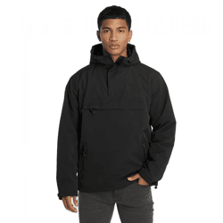 praktische Brandit Herren Jacke Windbreaker wasserdichte Kapuzen-Jacke mit Fleece Futter BD3001-00007-0060 Schwarz