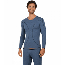 Praktisches TOPTEX PRO Herren Funktions-Shirt mit HydroTherm Langarm-Shirt Sport-Shirt mit OEKO-TEX Standard 100 Arbeits-Shirt Blau meliert